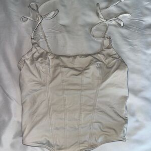 Cream Corset-Style Tank Top